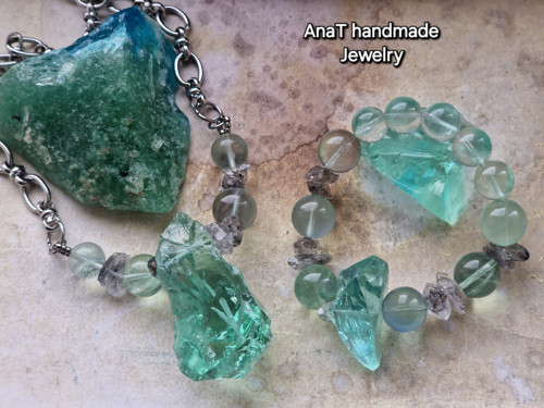 Náhrdelník Andara , fluorit , herkimer diamant — foto 1