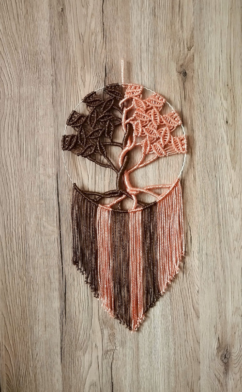 Macramé Strom života Čokoláda-meruňka 20 cm