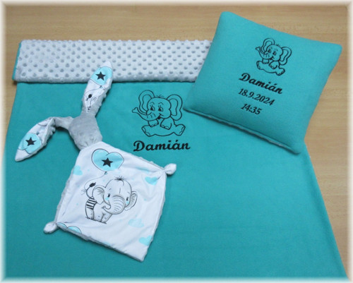 Dětská deka fleece minky, polštářek, spinkáček