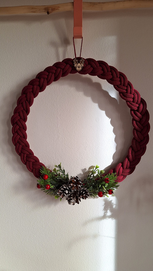Boho vánoční věneček/vínový