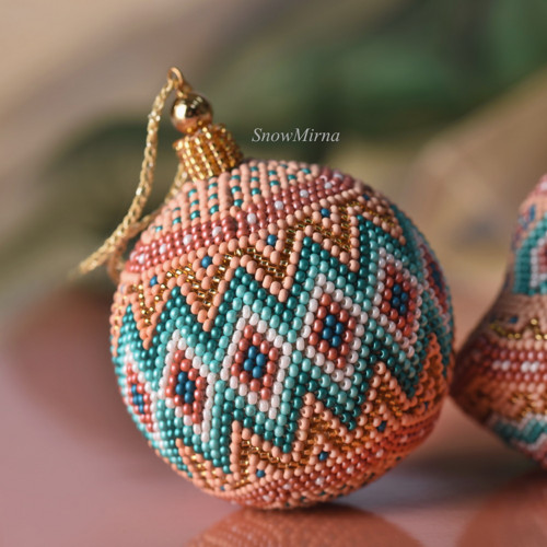 Vánoční háčkovaná baňka 6cm VZOR - Xmas Coffee
