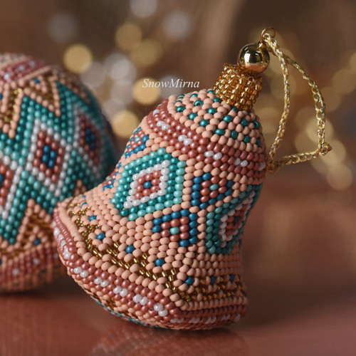Vánoční háčkovaný zvonek 6cm VZOR - Xmas Coffee