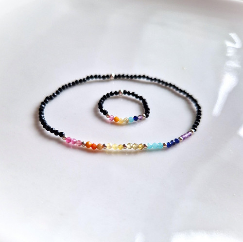 Nejjemnější čakrový náramek*spinel*0,2 cm*Ag