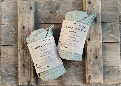 Vaflová utěrka - velká - dusty mint — foto 1