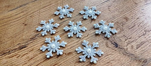 Aplikácia Flitrová - Vločka - s perličkami - 40 mm