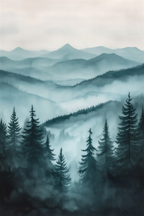 Obraz na platně Lesní Mlhy, 40x60 cm.