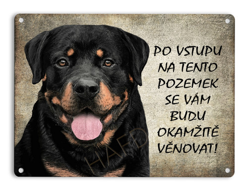 Plechová cedulka - Rotvajler hlídací II.