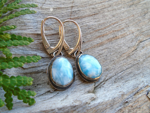 Strieborné náušnice Ag925 Larimar