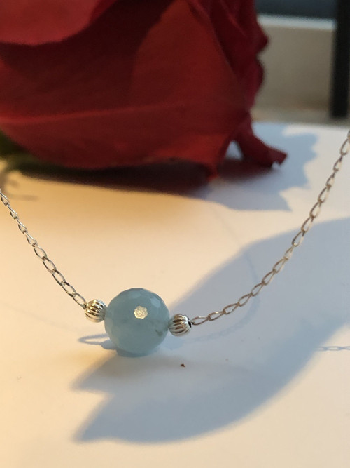 Náhrdelník Akvamarín, Ag925, BS Design