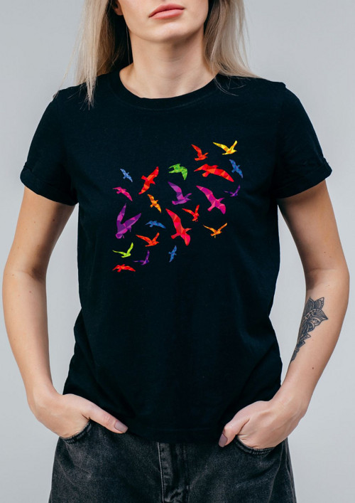 Dámské tričko "Colorful Origami Birds"