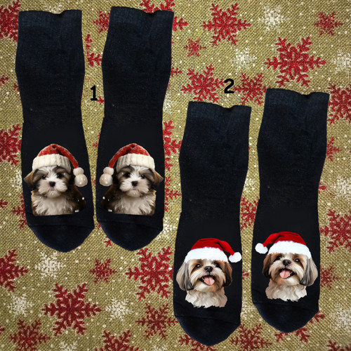 Shih-Tzu Teplé Vánoční Bavlněné Ponožky