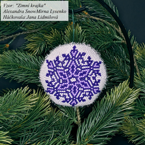 Vánoční háčkovaná mandala 7cm VZOR - Zimní krajka