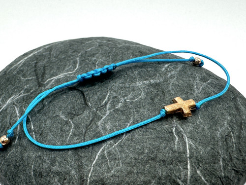 Pozlacený náramek - Cross (tyrkysová)