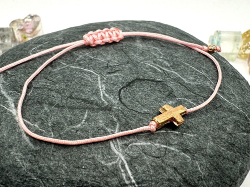 Pozlacený náramek - Cross (sv. růžová)