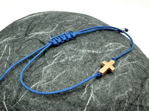 Pozlacený náramek - Cross (kr. modrá)