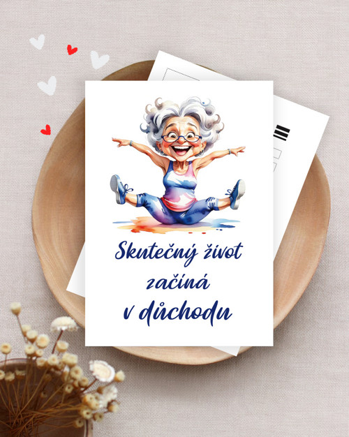 Skutečný život - pohlednice nebo přání k důchodu