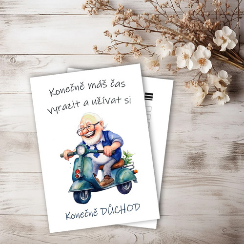 Konečně máš čas - pohlednice nebo přání k důchodu