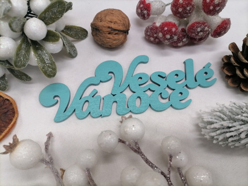 Dřevěný nápis Veselé Vánoce mentolový