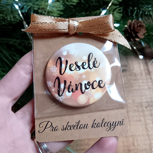 Placka magnet na kartičce - Vánoce - kolegyně