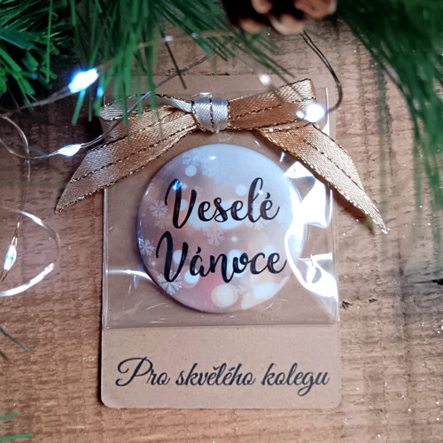 Placka magnet na kartičce - Vánoce - kolega