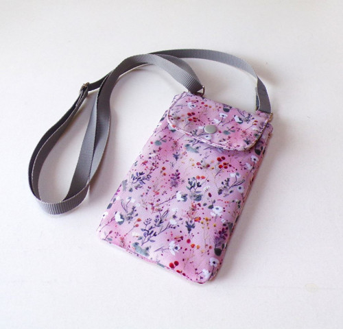 Kabelka / pouzdro na mobil crossbody - květinky