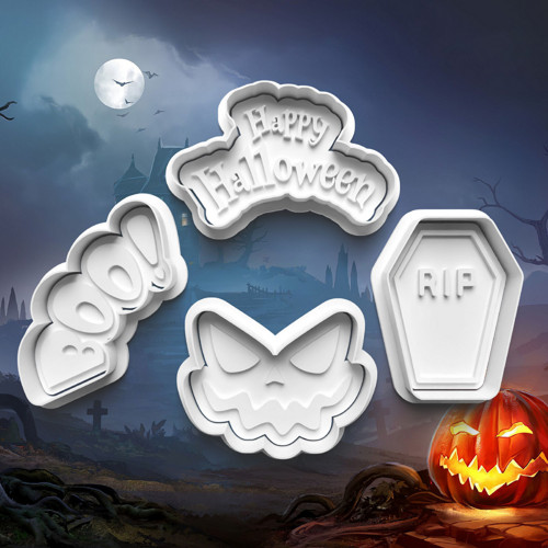 Halloween – Sada 4ks vykrajovátek s razítkem