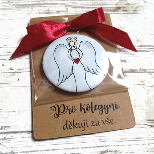 Placka magnet na kartičce - Anděl - kolegyně