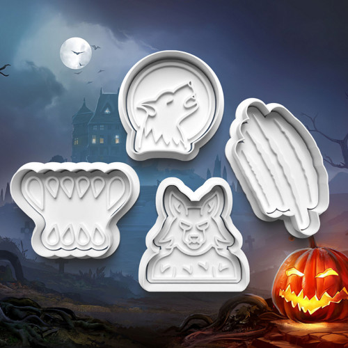 Halloween – Sada 4ks vykrajovátek s razítkem