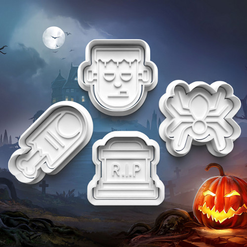 Halloween – Sada 4ks vykrajovátek s razítkem