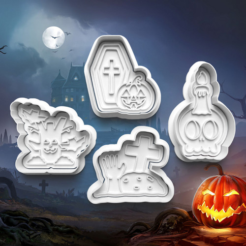Halloween – Sada 4ks vykrajovátek s razítkem