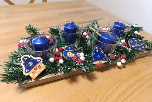 Adventní tácek modrotisk