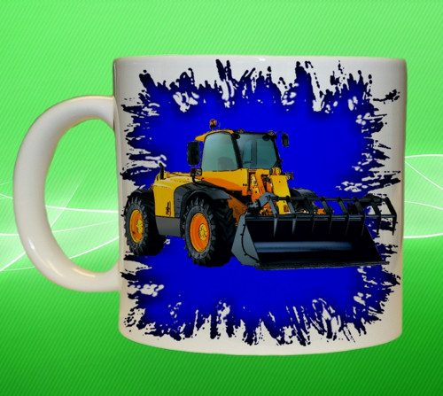 Hrnek s bagrem JCB manipulátor modrý