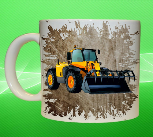 Hrnek s bagrem JCB manipulátor hnědý