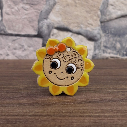 Keramické sluníčko - Malé s oranžovou mašličkou