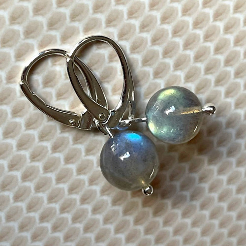 Náušnice s labradoritem stříbro AG925 E054