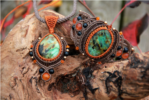 Boho oranžová sada s africkým jaspisem — foto 1