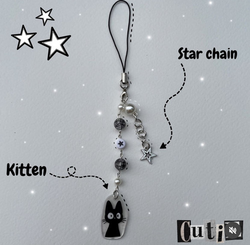 Black cat phone charm