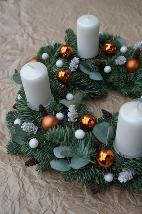 Adventní věnec měděný oranžový