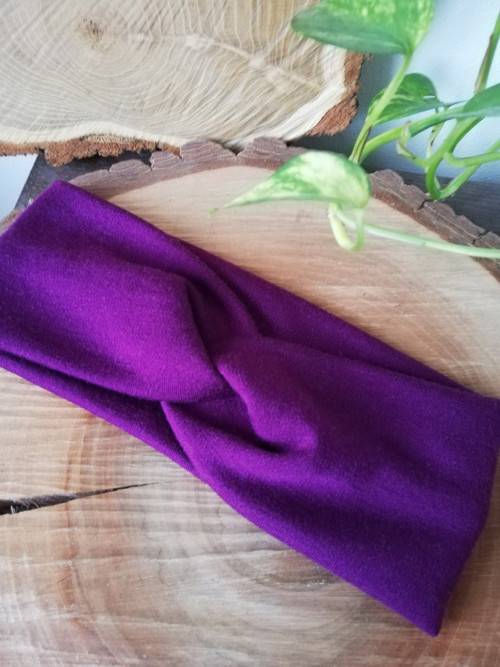Čelenka s překřížením FIALOVÁ 100% MERINO