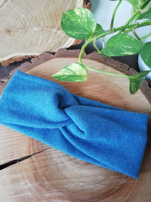 Extra hřejivá čelenka z italské svetroviny JEANS M