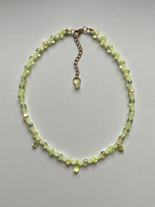 Green glass beaded necklace
