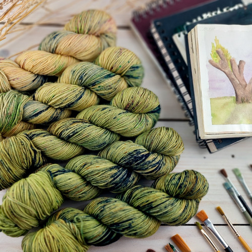 OLIVE, ombré set přízí, ručně barvené