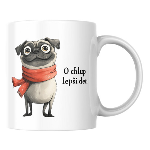 O chlup lepší den - mops - Hrníček — foto 1