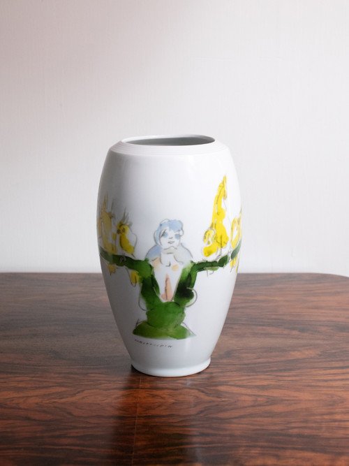 Porcelánová váza - žena s papoušky