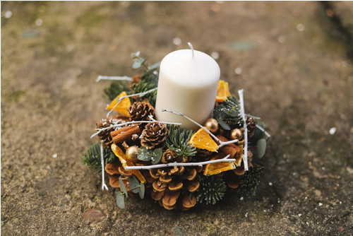 Adventní svícen bílý s pomeranči