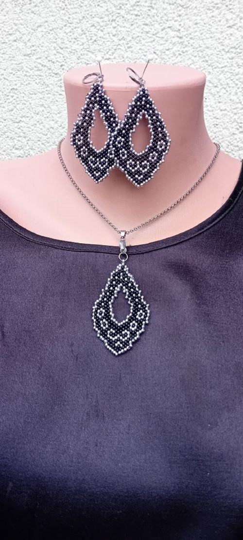 Art Nouveau Boho Style Set - Earrings + Necklace