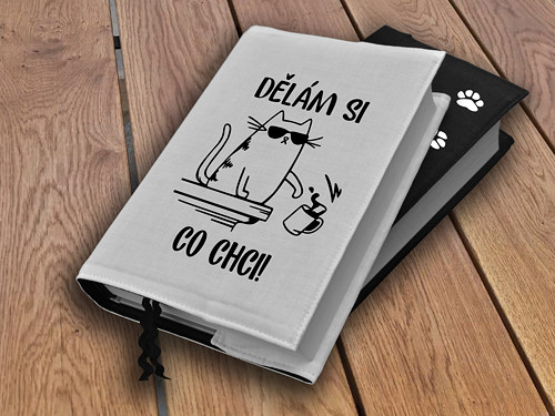 Obal na knihu s potiskem Dělám si co chci bílá