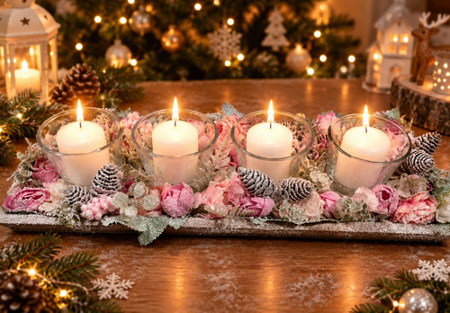 Adventní svícen zasněžený I