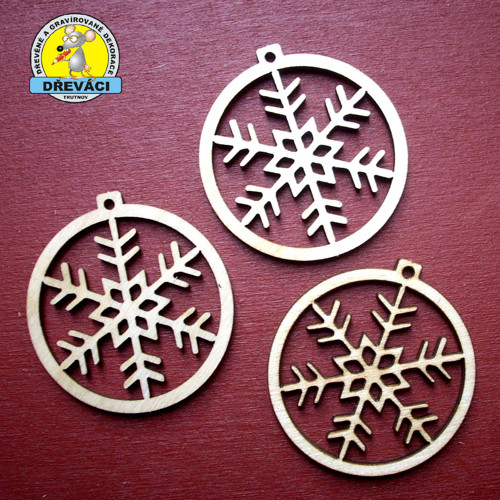 Dřevěná vánoční ozdoba VLOČKA ... 4 cm - KV0151