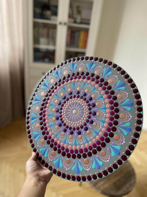 Mandala Cirkus - ručně malovaná, 40 cm